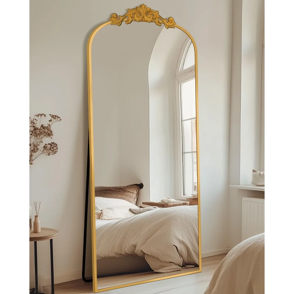 Espelho de comprimento total de chão 65x24, moldura de madeira esculpida, espelho de parede grande para decoração de casa, espelhos de corpo inteiro, corredor de casa de