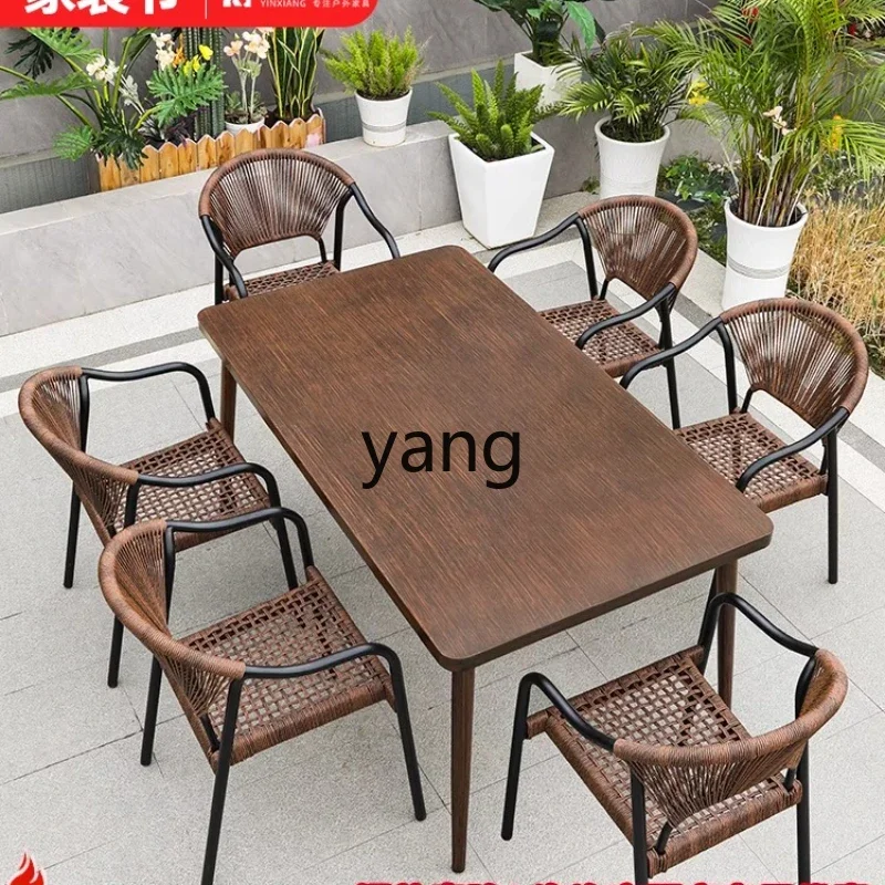 LH, outdoor table and chair courtyard rattan waterproof leisure garden tea table and chair combination
