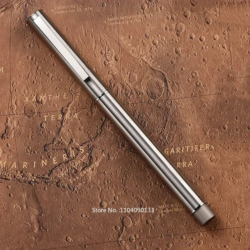 

Hot Hongdian 516S Fine Nib Fountain Pen Stainless Steel Matte Silver Writing Pen