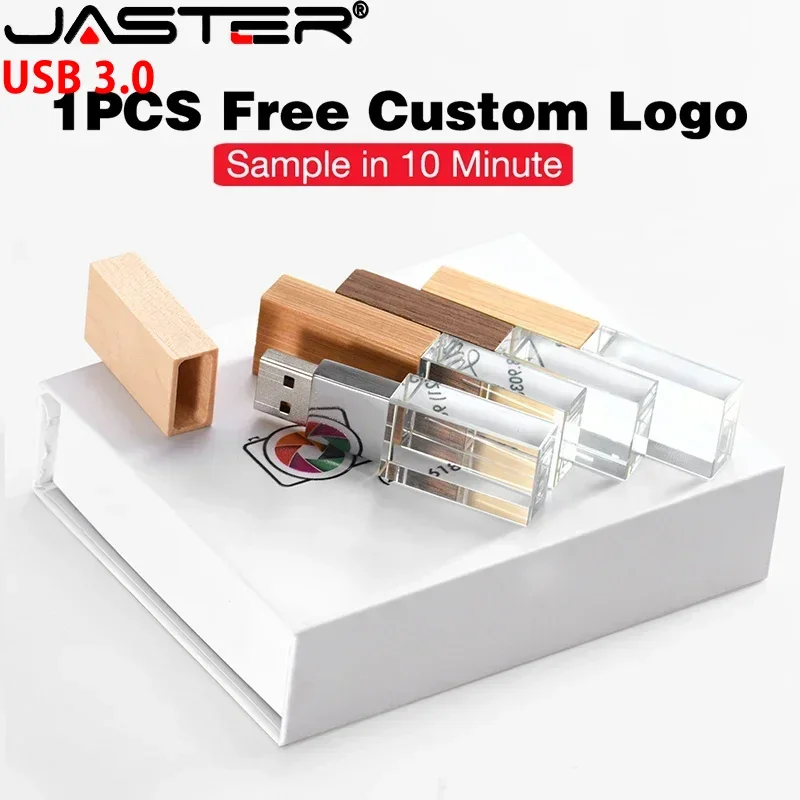 

Free Custom Logo USB 3.0 Flash Drive 128GB High Speed Memory Stick 64GB Wooden Crystal Pen Drive 32GB Creative Wedding Gift