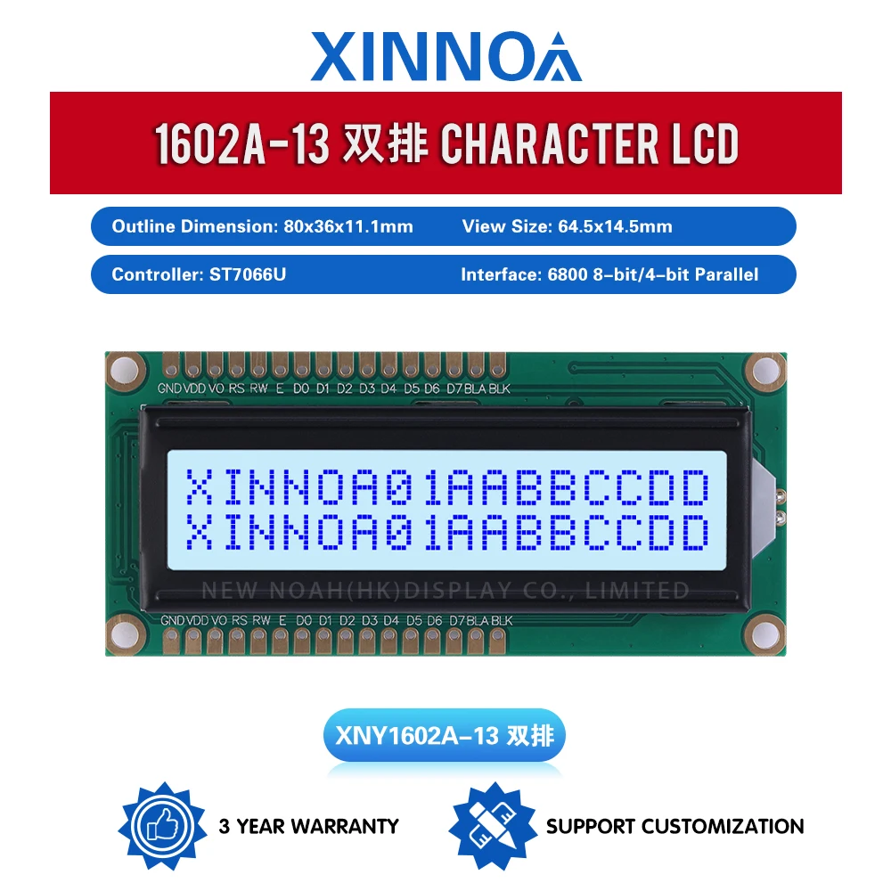 Gray Film Blue Letters 1602A-13 Liquid Crystal Display 02*16 LCD 16*2 1602 16X2 16 PIN 80X36X11.1Mm Dual Row Interface Module