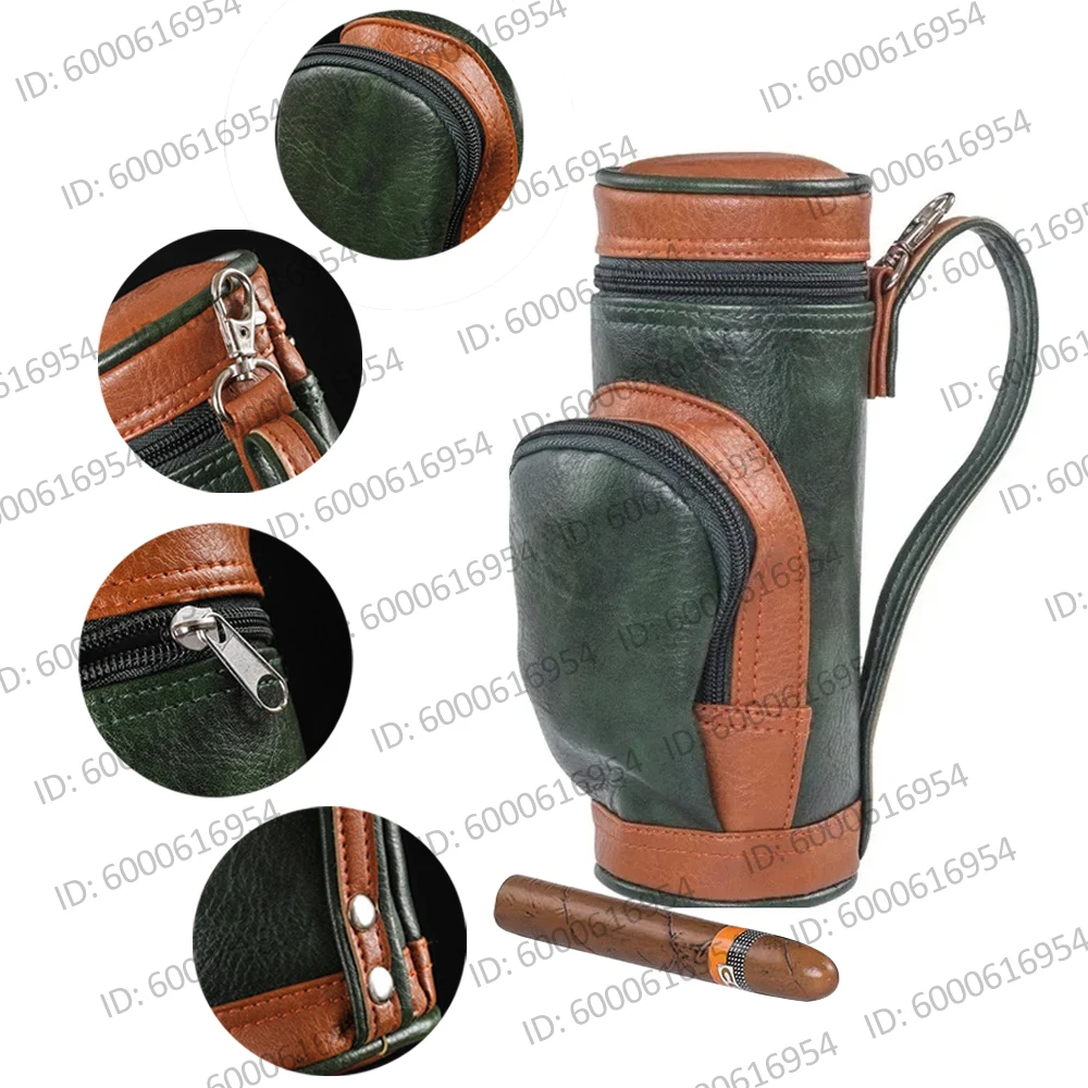 

1pc Golf Bag Cigar Box Portable Outdoor Travel Pu Leather Case Storage Bag Cigar And Smoking Accessories Golf Bag Cigar Box Acce