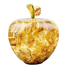 Creative Home Decoration Gold Foil Crystal Apple Lucky Ornament Gold Foil Crystal Ingot Desktop Decoration Ornament Props Gift