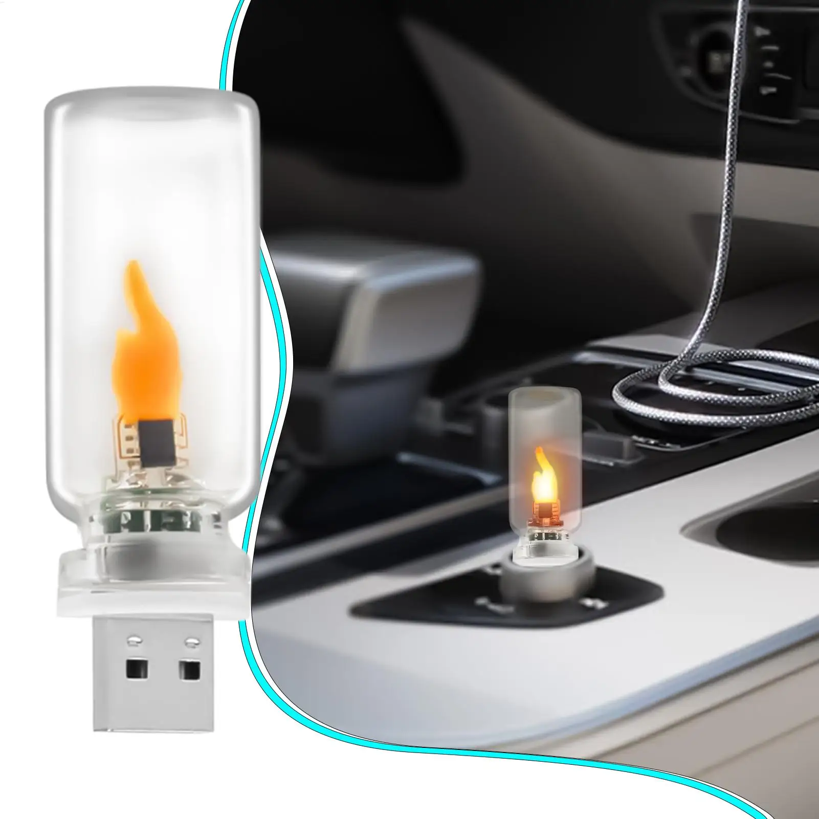 

Flickering LED Light Flameless Vintage Glass Lighting Car Mini LED Retro Light For Party Bedroom Camping Vehicle Automotive