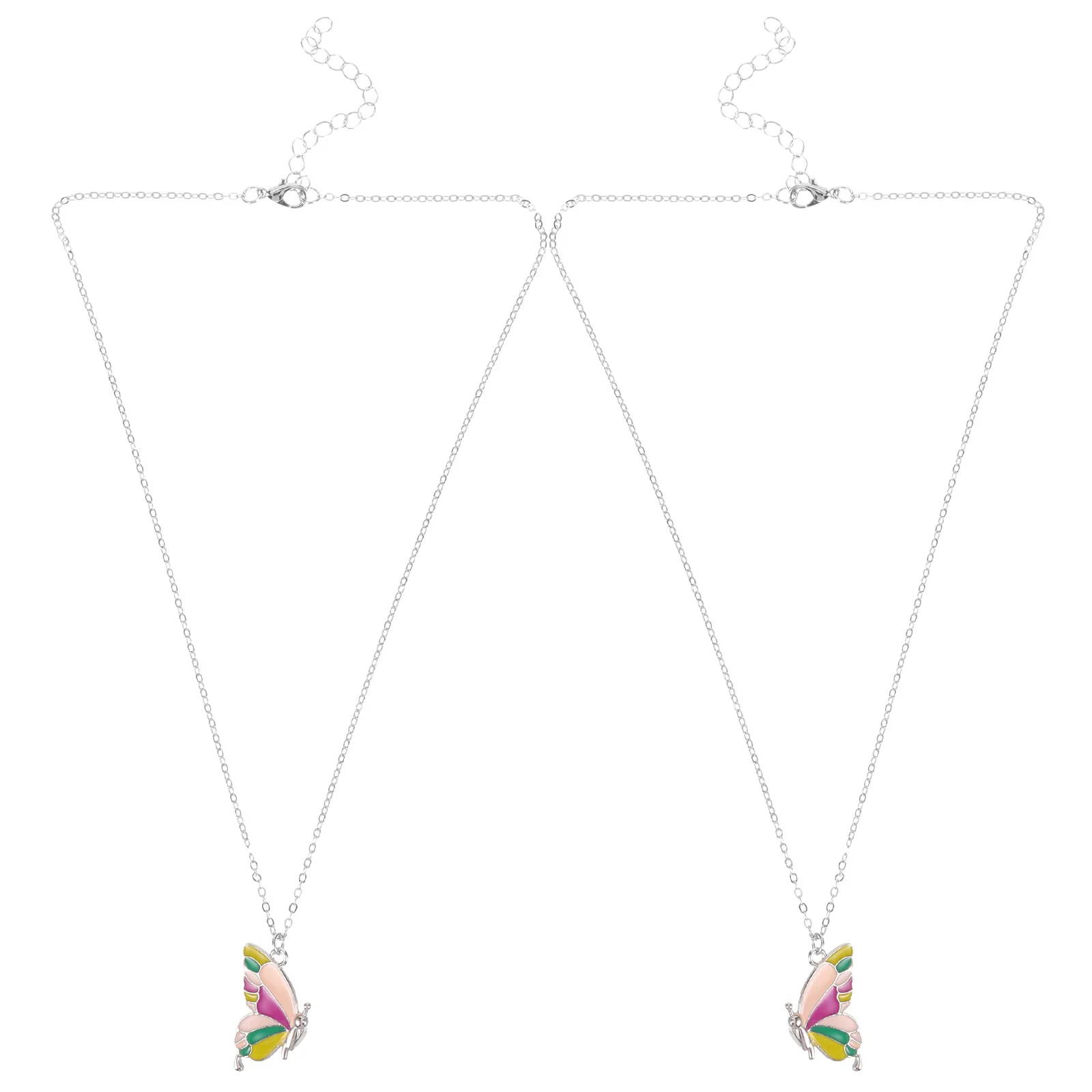 1 Paar bunte Schmetterlings-passende Halskette, vielseitige, stilvolle Paar-Halskette, magnetisches Geschenk für Freundin, Halsketten für Mama