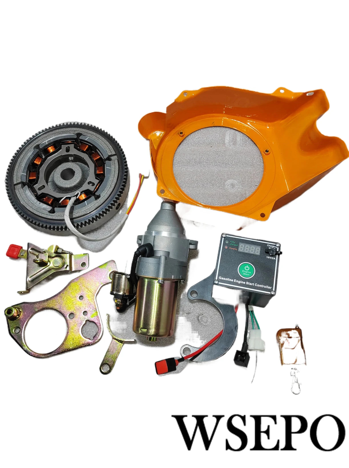 New Edition Electric Start Coversion Kit Incl. Flywheel Alternator Starter Controller(2nd Generation) For 168F 3HP Diesel Engine