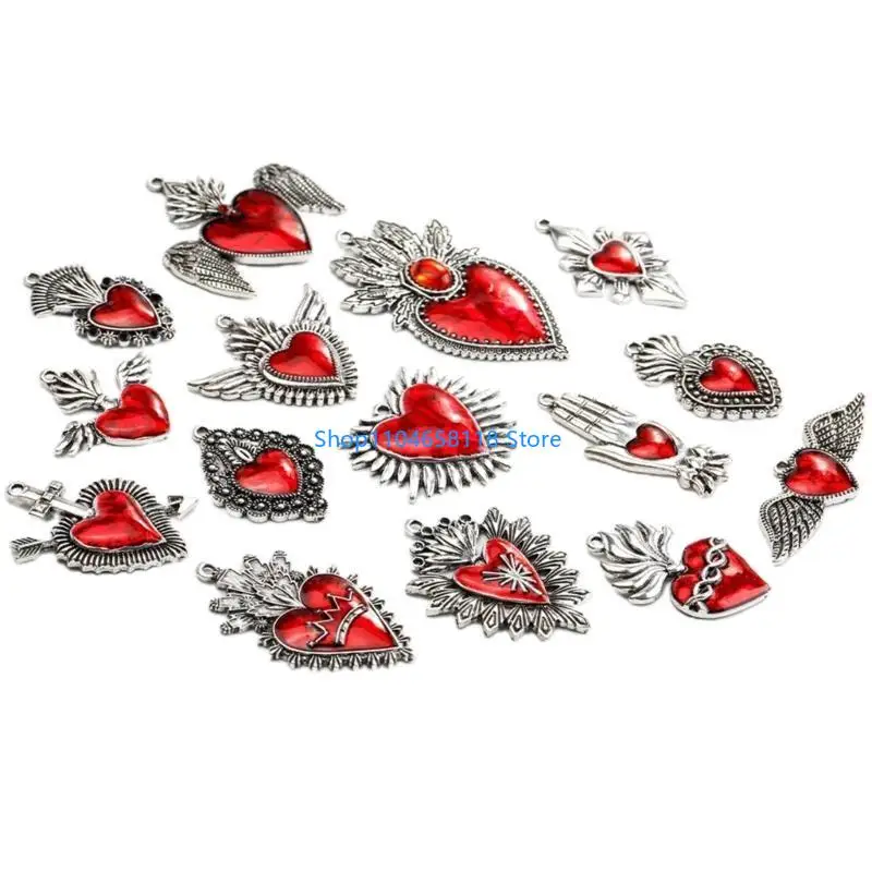 

15 шт., украшения в стиле готического сердца, кулон в виде сердца, подвеска в виде сердца, материал из сплава, ювелирные бусины