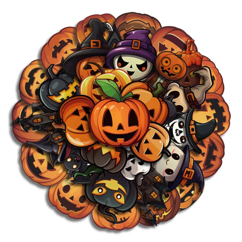 50pcs Halloween Sticker Pack Creative Children\'s Handbook Sticker Hand Tent DIY Decorative Gift Expression Material Stickers