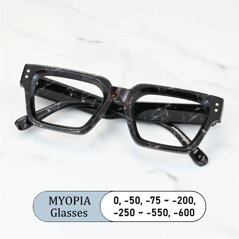 

Fashion Luxury Brand Design Square Acetate Frame Myopia Glasses Prescription Shortsight Anti Blue Light Women Near Sight Eyewear