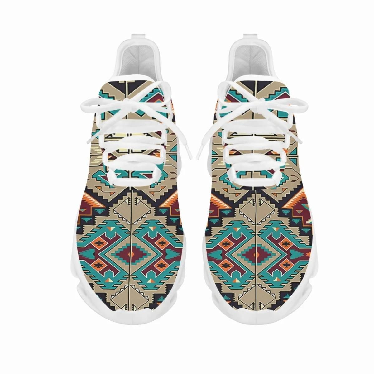American Tribes Print Mens Chunky Shoes Retro Design Custom Ladies Walking Style Shoes Flats Mesh Zapatillas
