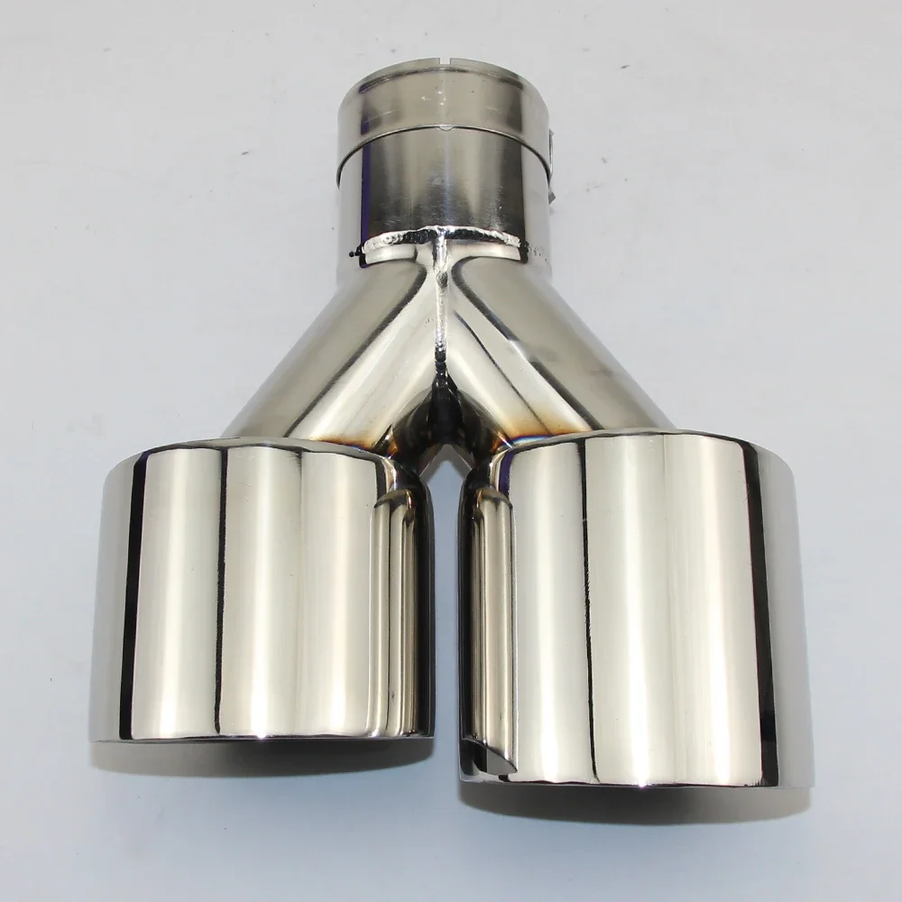 1 double car tail throat silver stainless steel Y type clamp four outlet exhaust pipe exhaust pipe welding muffler