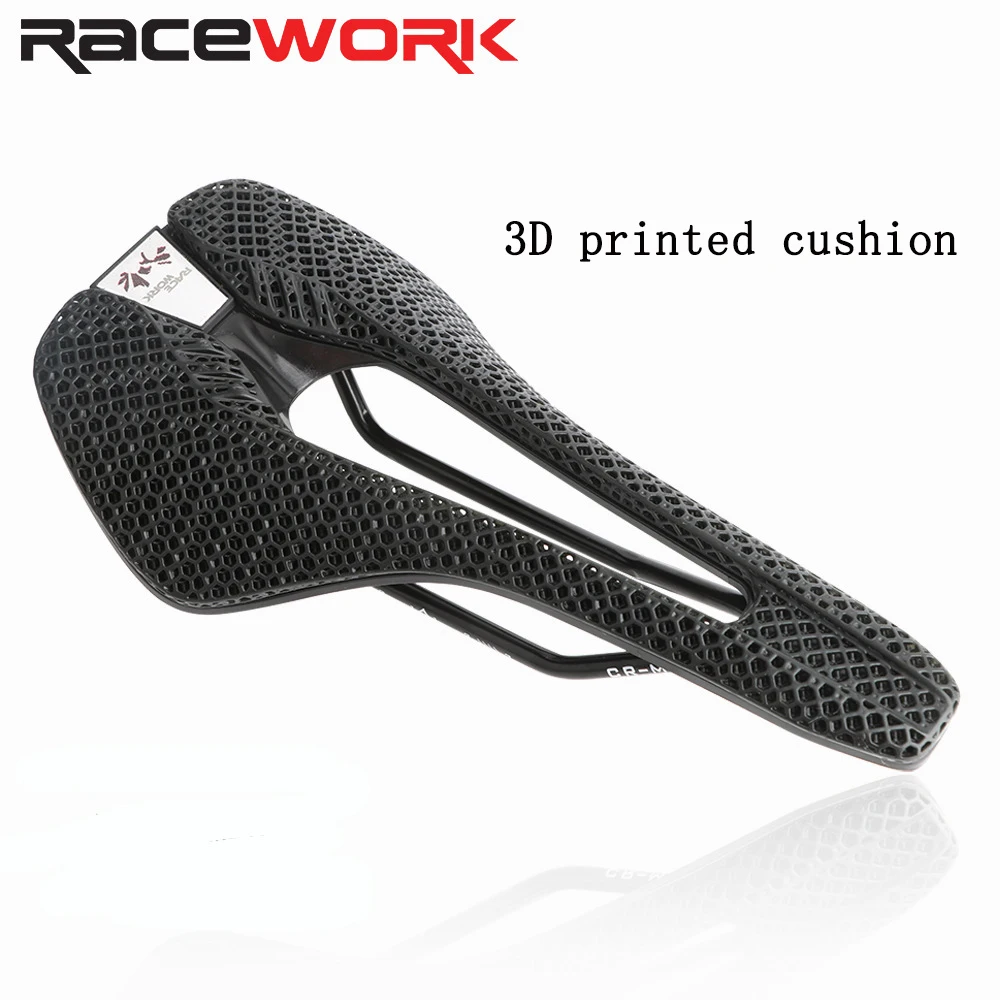 

RACEWORK Сверхлегкое нейлоновое полое дышащее седло с 3D принтом, дорожное MTB велосипедное седло