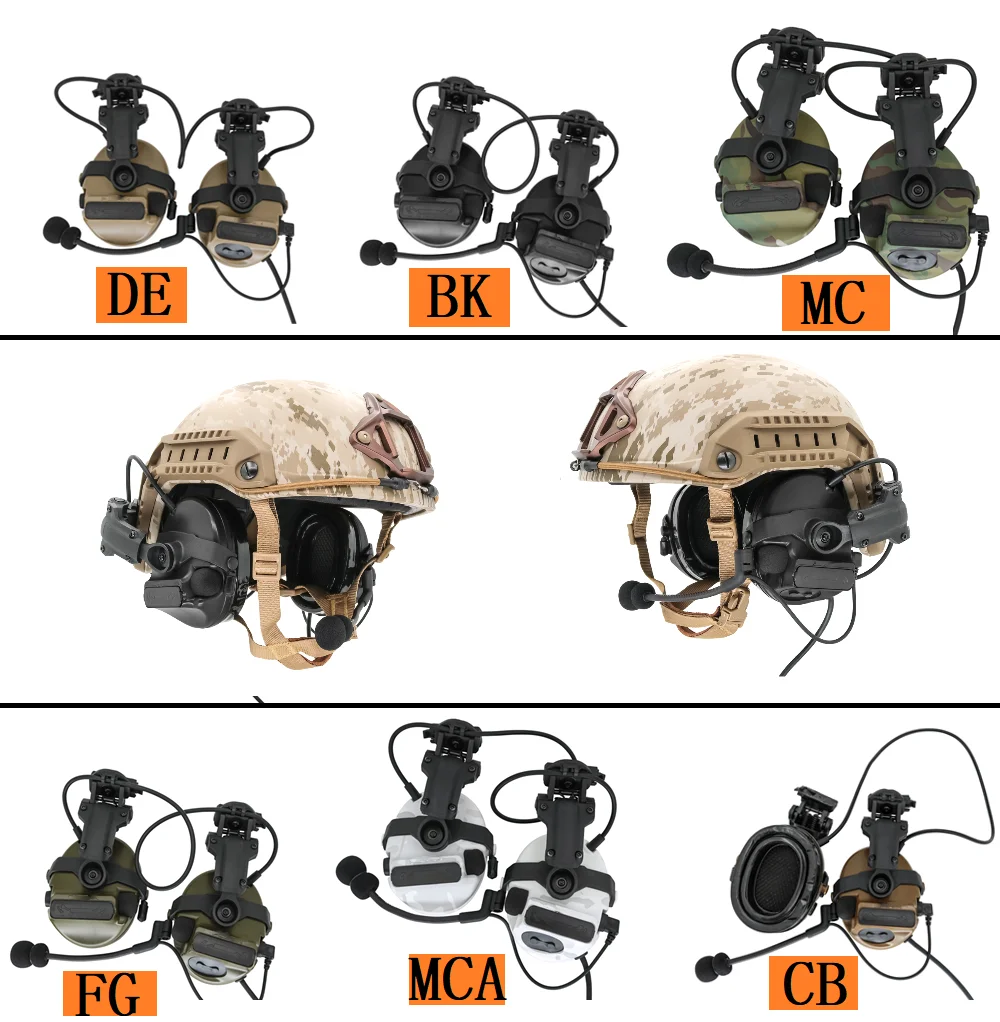 TAC-SKY Tattico Airsoft Cuffie sportive Staffa per casco Comta III Paraorecchie in silicone Riduzione del rumore Pickup Cuffie da tiro