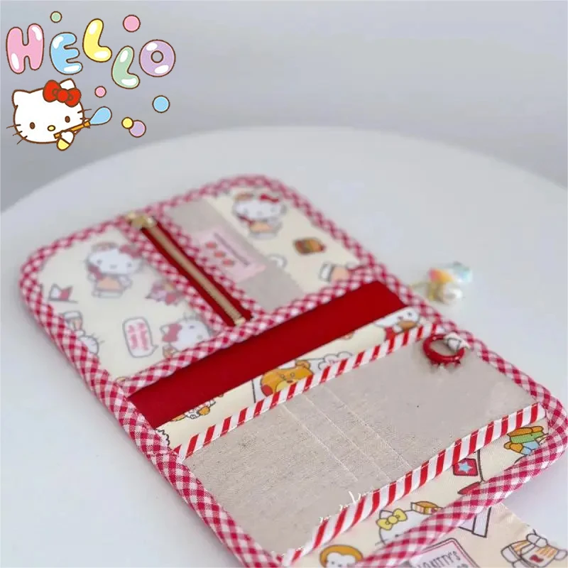 

2024 New Sanrio Wallet Hellokitty Card Holder Coin Purse Multi Functional Transparent Quicksand Cute Card Pack Anime Toys Girl