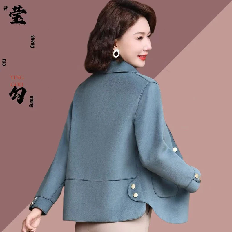 

Mom's Spring And Autumn New Collection Double Sided Wool Jacket For Middle-Aged And Elderly Women Fashion Clothing Short Coat