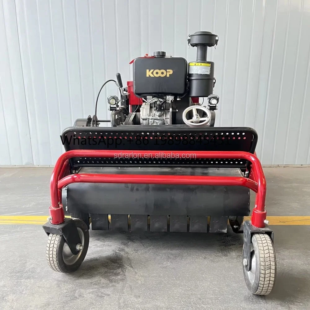 고품질 원격 제어 크롤러 잡초 제거기, 딱딱한 잔디용 보행형 플레일 모어