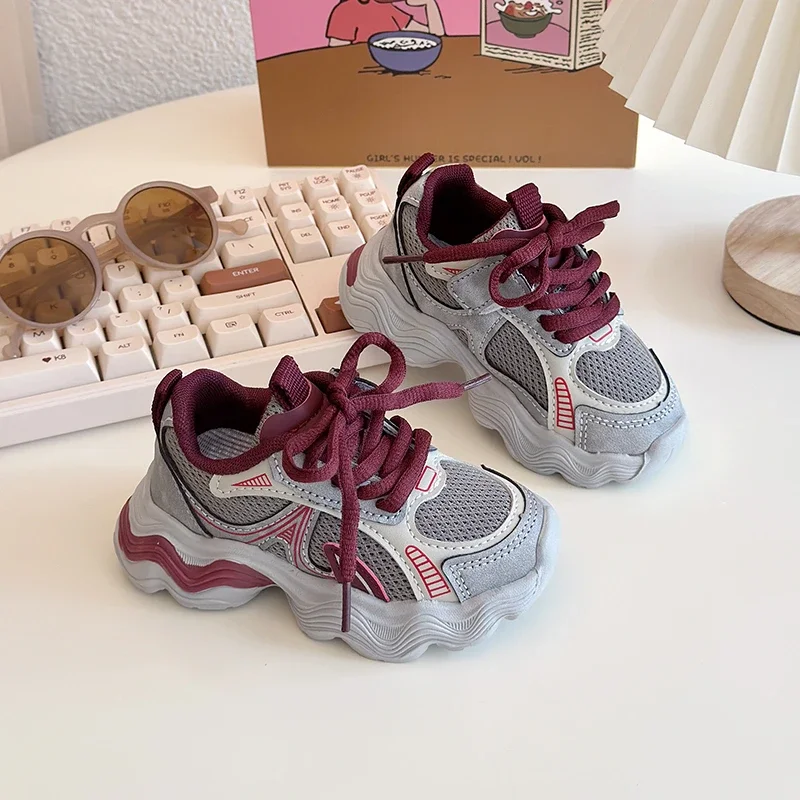

Kids Sneakers for Boys 2025 Spring Autumn New Basketball Sneakers for Children Fashion Mesh Non-slip Girls Chunky Casual Shoes