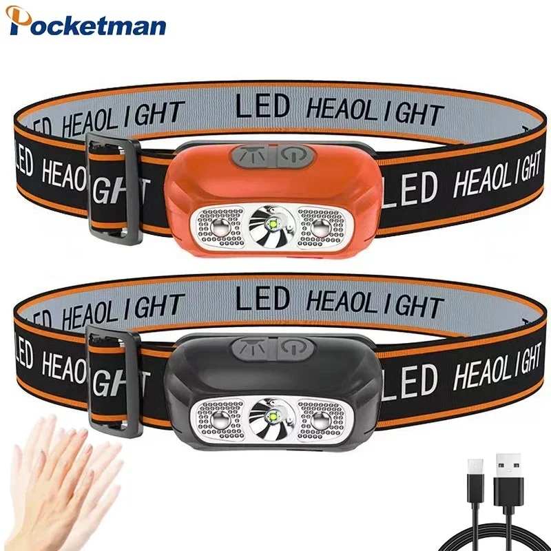 

IR Motion Sensor LED Headlamp USB Rechargeable Headlight Outdoor Waterproof Portable Fishing Head Lamp Induction Head Light
