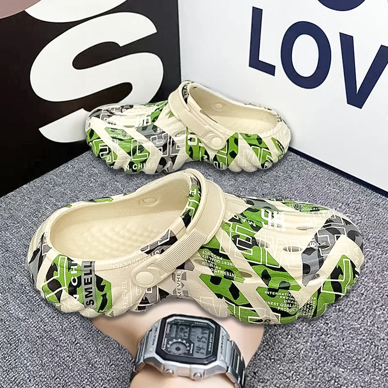 Men's personalized creative graffiti slippers Clogs Garden Outdoor Beach Slides Slip-on Sandals Shoes-Slip on Garden Work Shoes