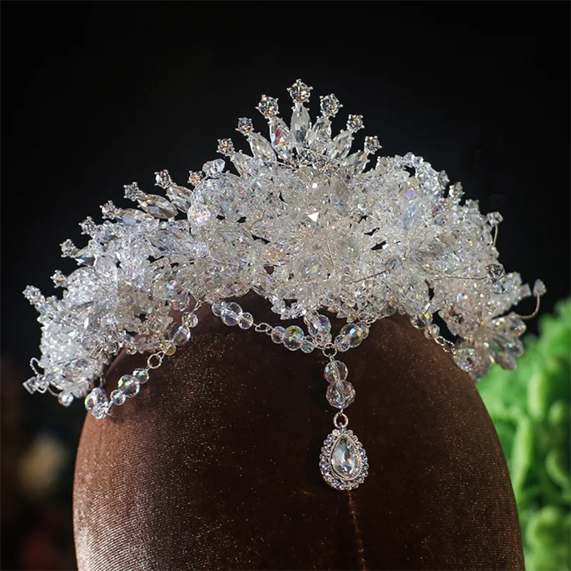 

Crystal Crowns Tiaras For Bride Wedding Hair Jewelry Accessories Luxury Bridal Headpiece Crown For Women Party Prom Headdress