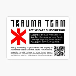 Trauma Team Active Care Subscription  5PCS Stickers for Wall Decor  Luggage Anime Decorations Funny Bumper Home Cute Cartoon Kid