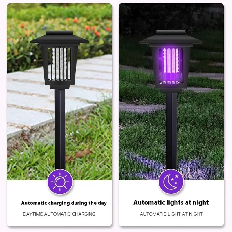 Solar Bug Zapper Waterproof Outdoor Mosquito Zapper Killer and Lighting Repellent Lamp for Indoor Outdoor Use Garden Patio image 4