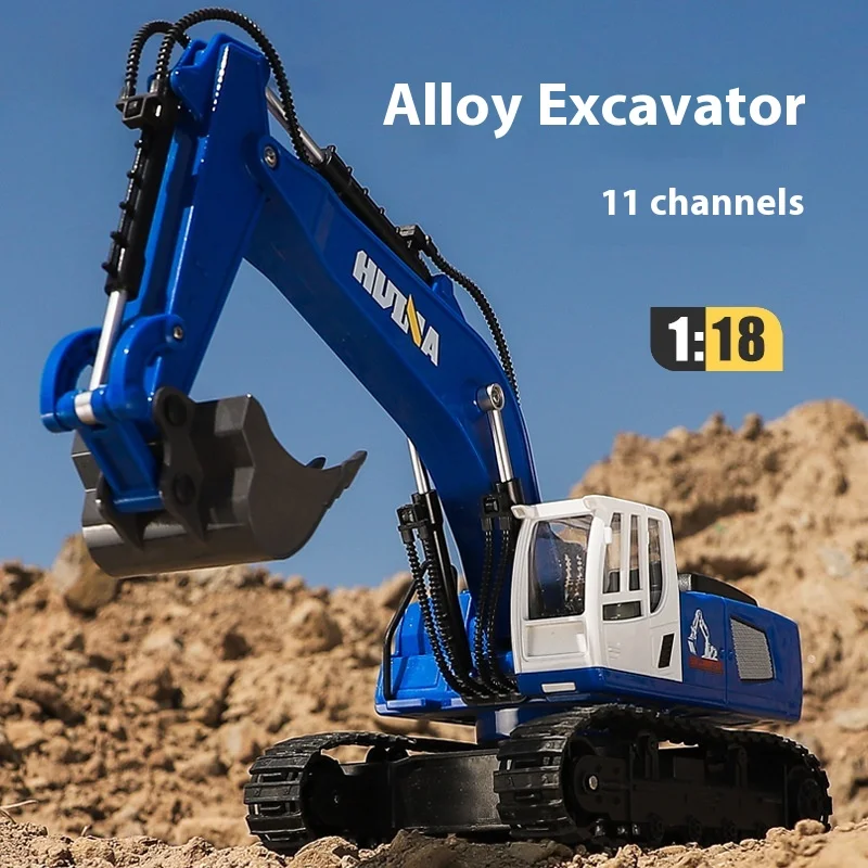 Nuevos productos Huina 1:18 vehículo de ingeniería de simulación de Control remoto de nueve canales coche de juguete eléctrico modelo camión de alta calidad