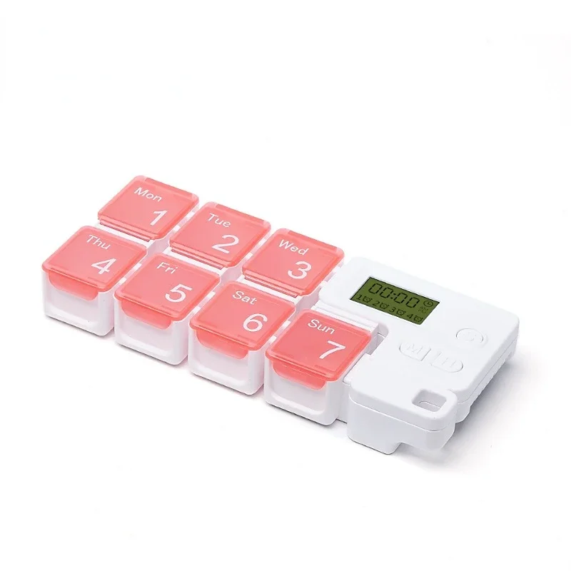 Square Grid Smart Electronic Alarm Clock Pill Box Pill Case Waterproof Travel Portable 7days Pill Box Health Care