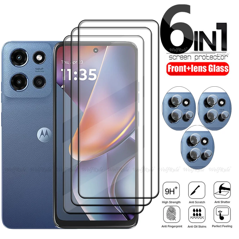 

6-in-1 For Motorola Moto G 2025 Glass For Moto G 2025 Tempered Glass Full Glue Cover Screen Protector For Moto G 2025 Lens Glass