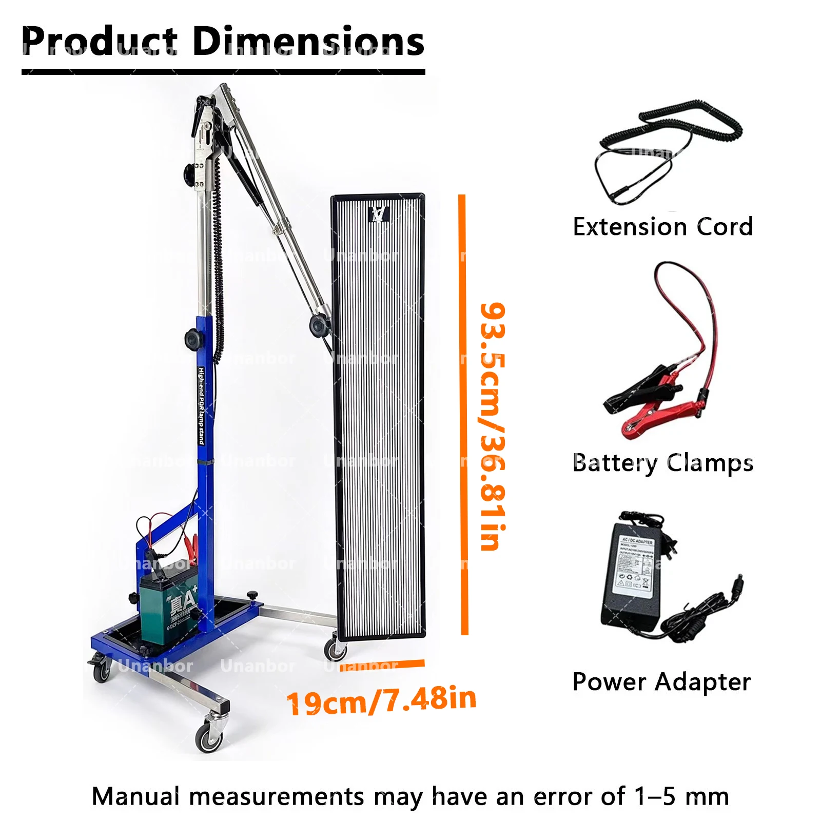 Professional PDR Hydraulic Light, Automotive Paintless Dent Repair Light, with 3 Interchangeable Light Panels