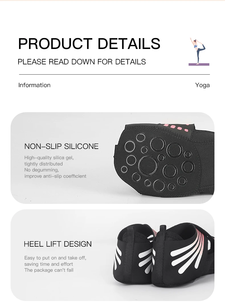 Professionelle rutschfeste Gym Yoga Schuhe flache weiche Anti-Rutsch-Sohle Ballett Fitness Tanzschuhe Pilates Yoga Schuhe Socken – Detail 10