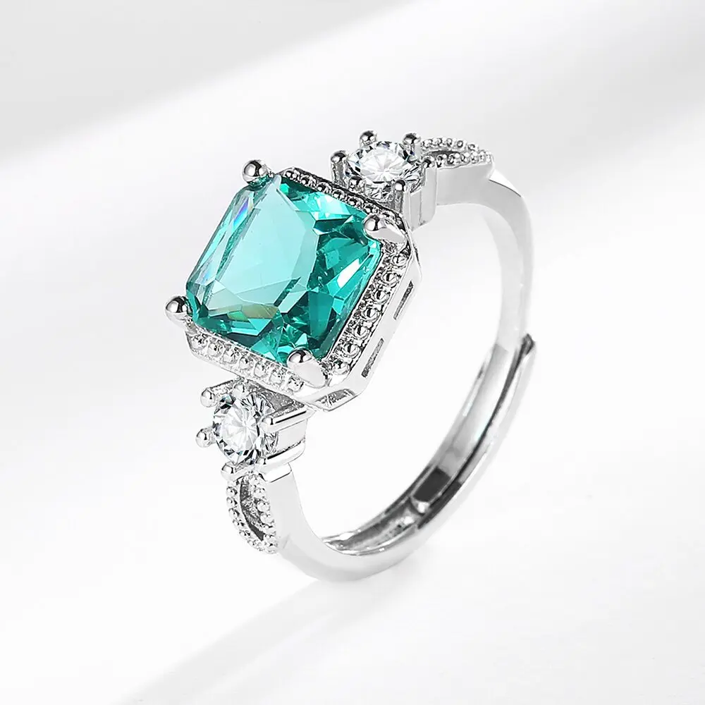 925 Sterling Silber Geometrischer Zirkonia Stapelring für Damen Trendiger Platinbeschichteter Marken-Partyschmuck Accessoires