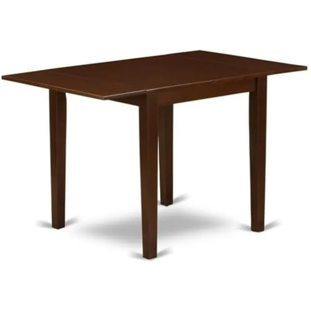 طقم طعام مكون من 3 قطع من East West Furniture: طاولة مستطيلة مع ورق متدلي وكرسيين من الكتان #3