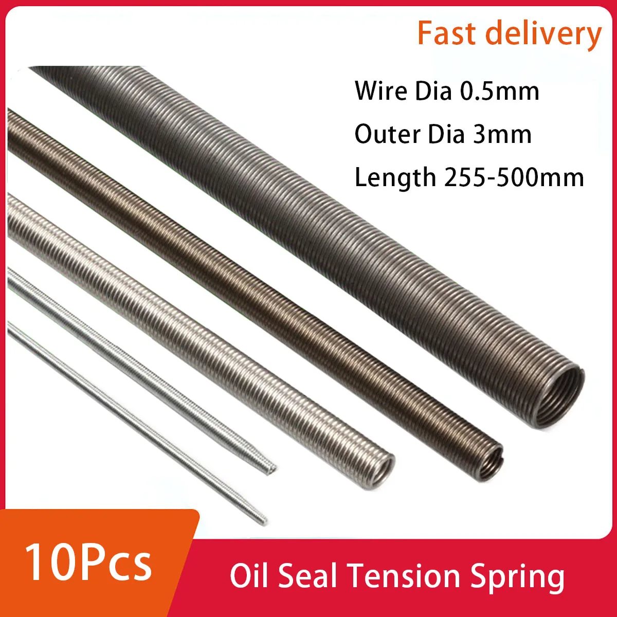 

10pcs Wire Diameter 0.5mm Spring Steel Oil Seal Tension Spring Strip Hookless Outer Diameter 5-9mm Length 10-50mm Customizable