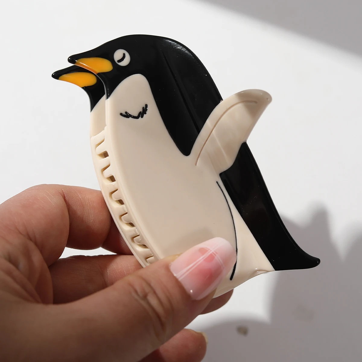 Chic Penguin & Polar Bear Hair Claw Clip - Elegant Acetate, Cute Animal Design For Women And Girls, Perfect For Birthdays