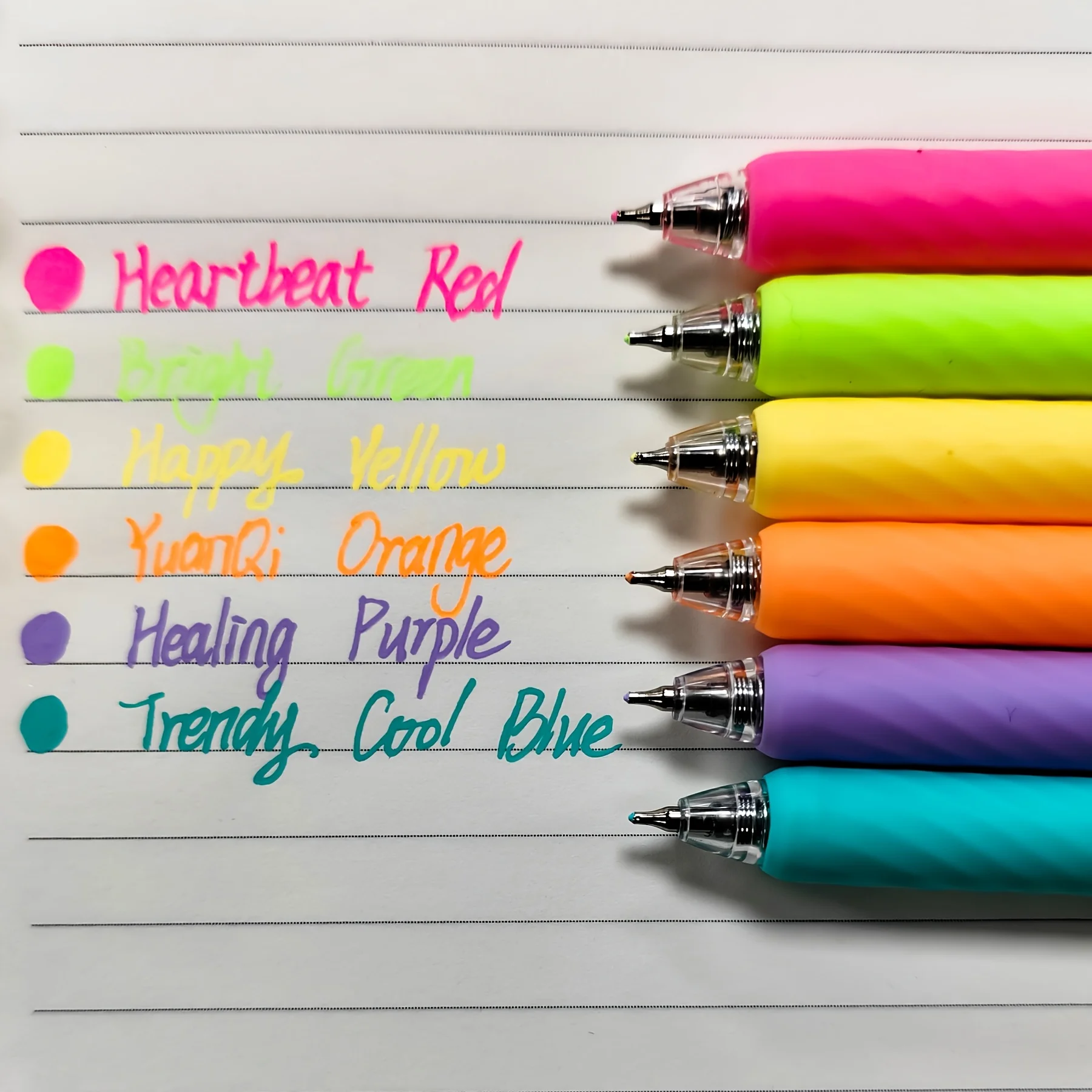 6pcs Fluorescent Color Gel Pens Set, 0.7mm Medium Point, Retractable Pen with Pen Buckle, Suitable for Professional Art Drawing