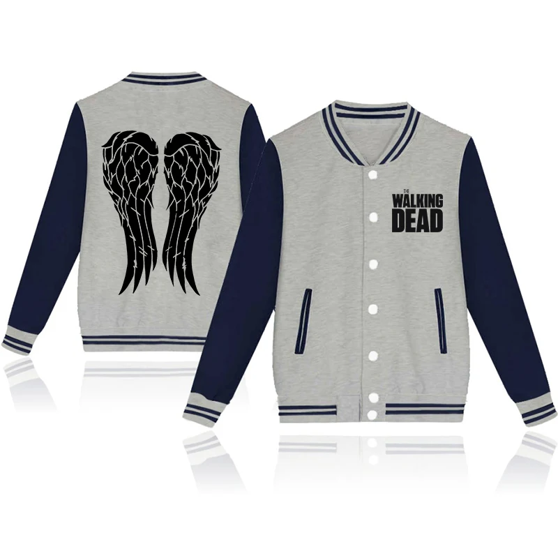 New Hot TV The Walking Dead Printed Baseball Jacket Women Men Fashion Long Sleeves Jersey Y2K Personality Sportswear Coat