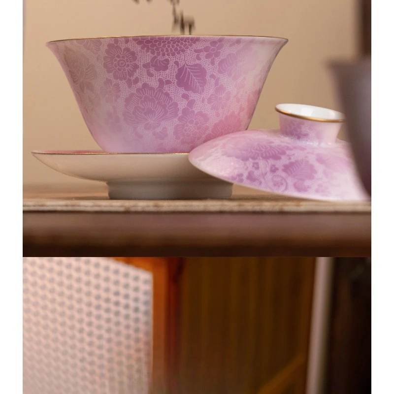 Tea cover bowl set Jingdezhen cover two cups of Kung Fu tea set, new gift box
