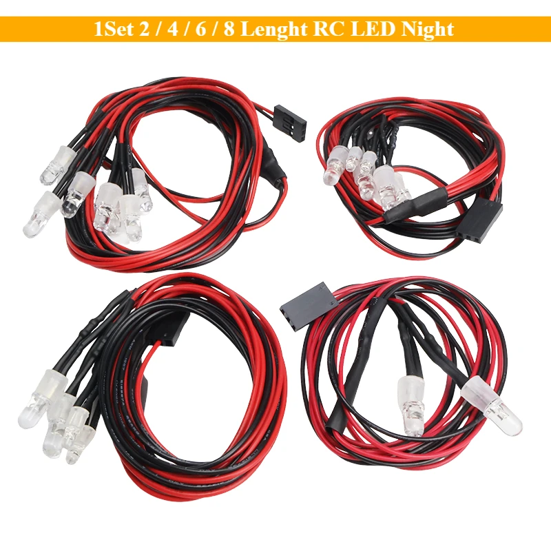 Nowy zestaw 1 szt. 2 / 4 / 6 / 8-calowe lampy przednie LED RC, reflektory nocne, diody LED 3/5 mm do modeli samochodów driftowych i crawlerów, do tuningu samochodów RC