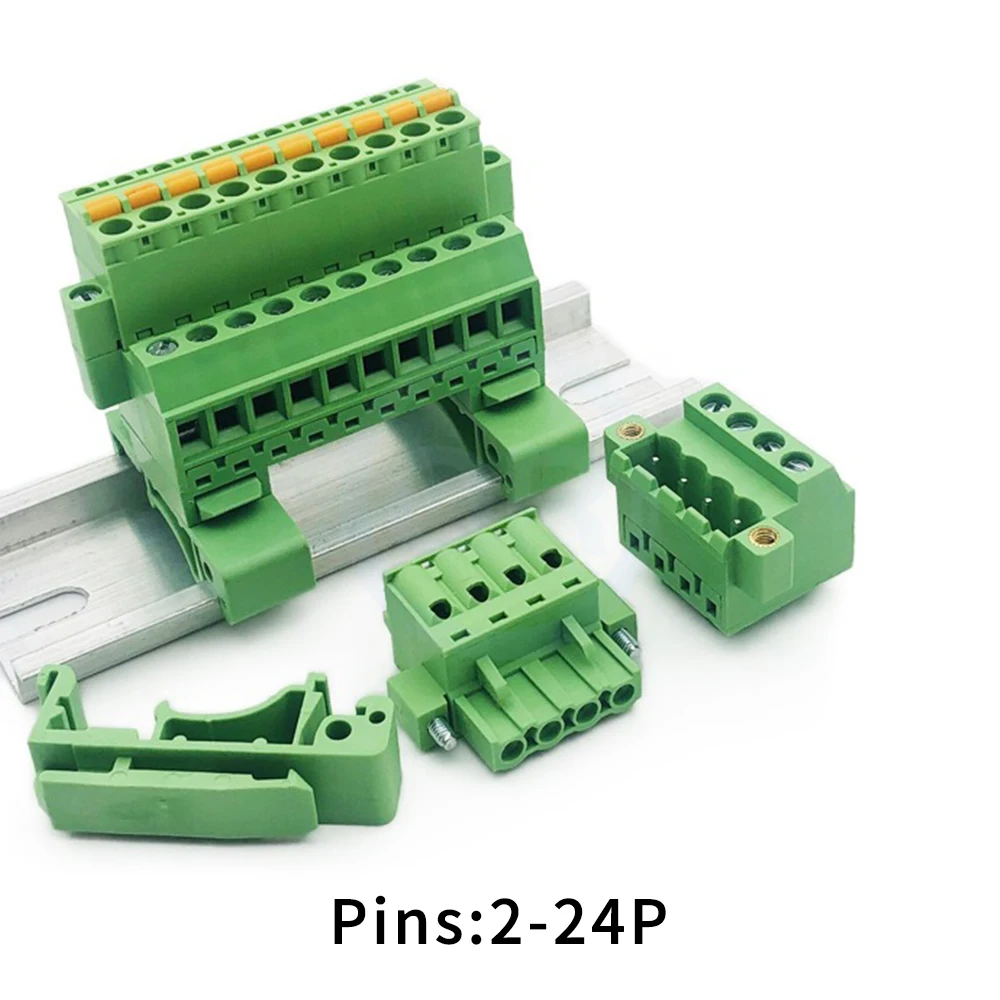 (5 Sets) 2EDG - UVKM/KDM - 5.08mm Flanged Rail Mount Plug-In Terminal Block 2EDGKDM-5.08 Solderless Butt Connection Kit 2~24Pin