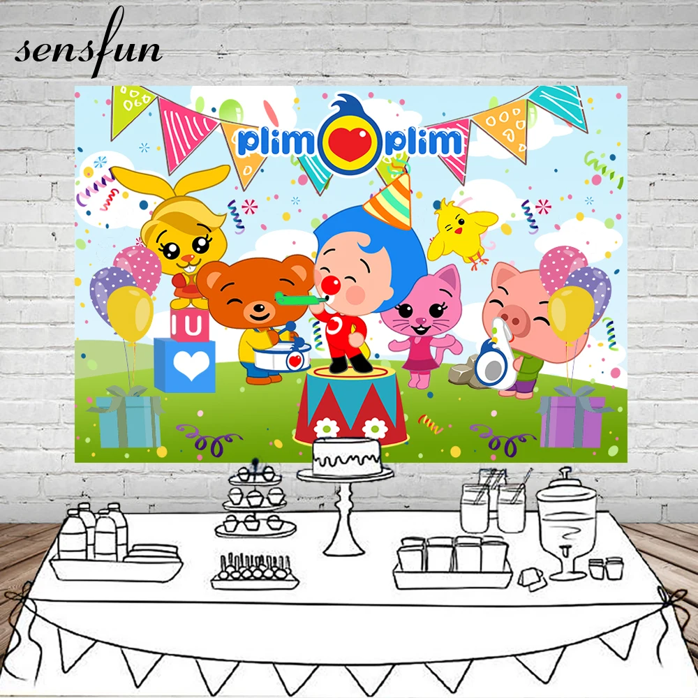 Plim-telón de fondo para niños, fotografía de fiesta de primer cumpleaños, Fondo de foto de cerdo de dibujos animados, decoración de pancarta de