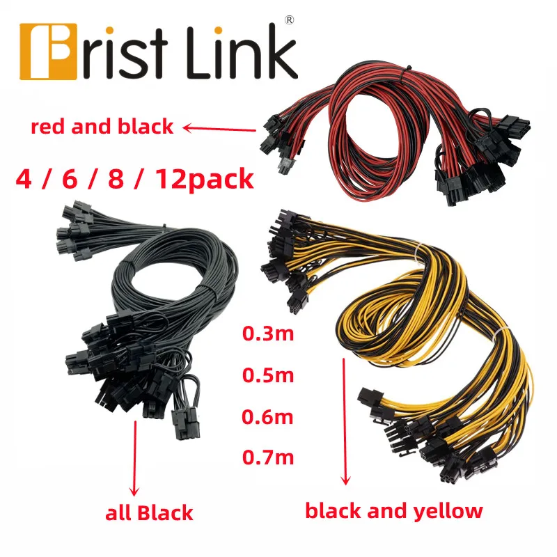 

PCIe 6pin to 8pin(6+2) Male to Male PCI-E Power Cable for GPU Power Supply Breakout Board Adapter for Ethereum Mining PCIe 6pin