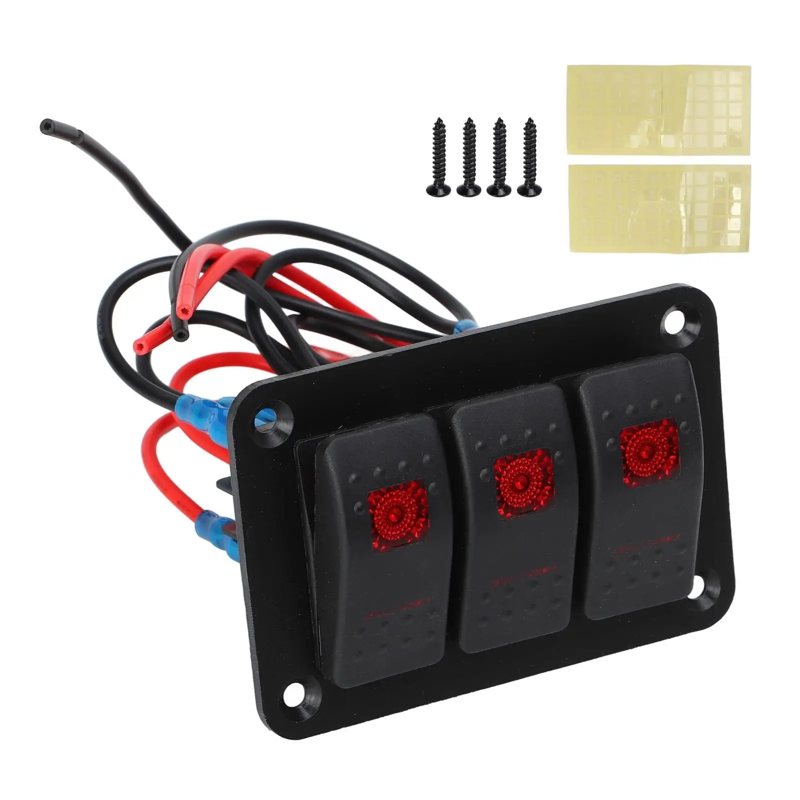 3 Gang Switch Panel IP65 for yachts & Boats - Lightweight, Easy Assembly, DC 12V/24V with Stickers