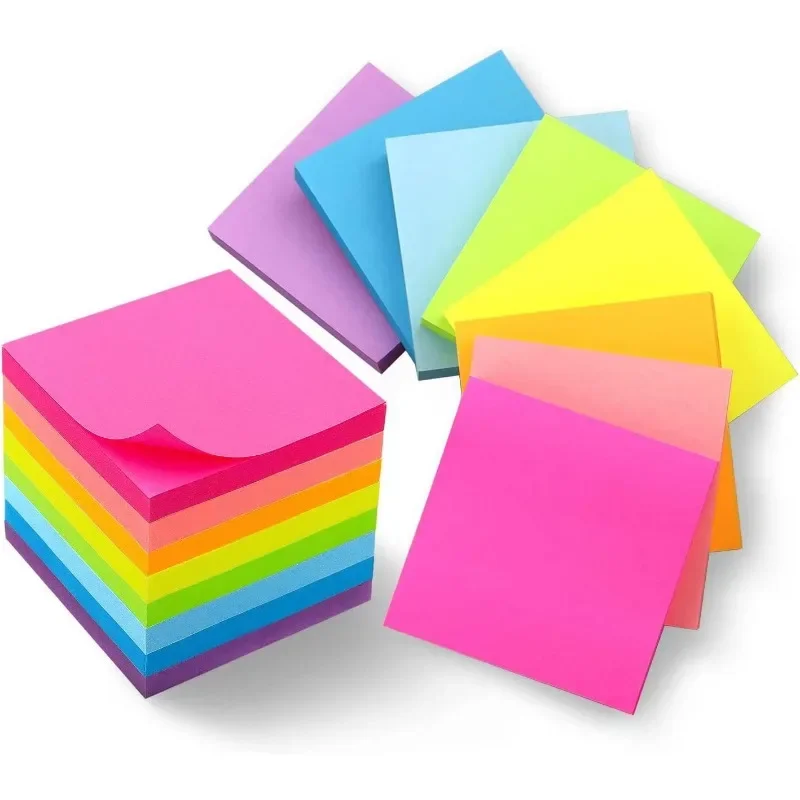 

6color Sticky Notes 3x3 Inches,Bright Colors Self-Stick Pads, Easy to Post for Home, Office, Notebook