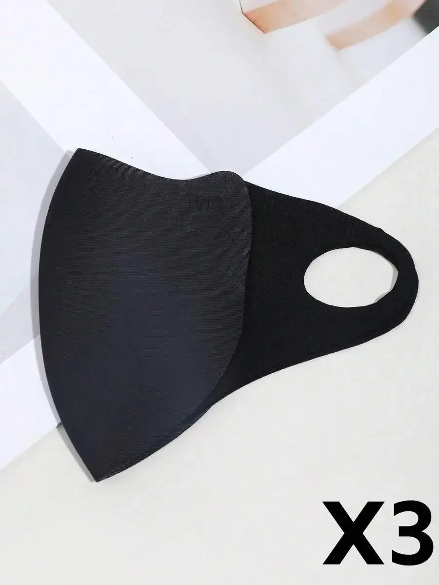 

3D Molded UV Protection Face Mask Solid Black Reusable Breathable Sun Shield For Adults