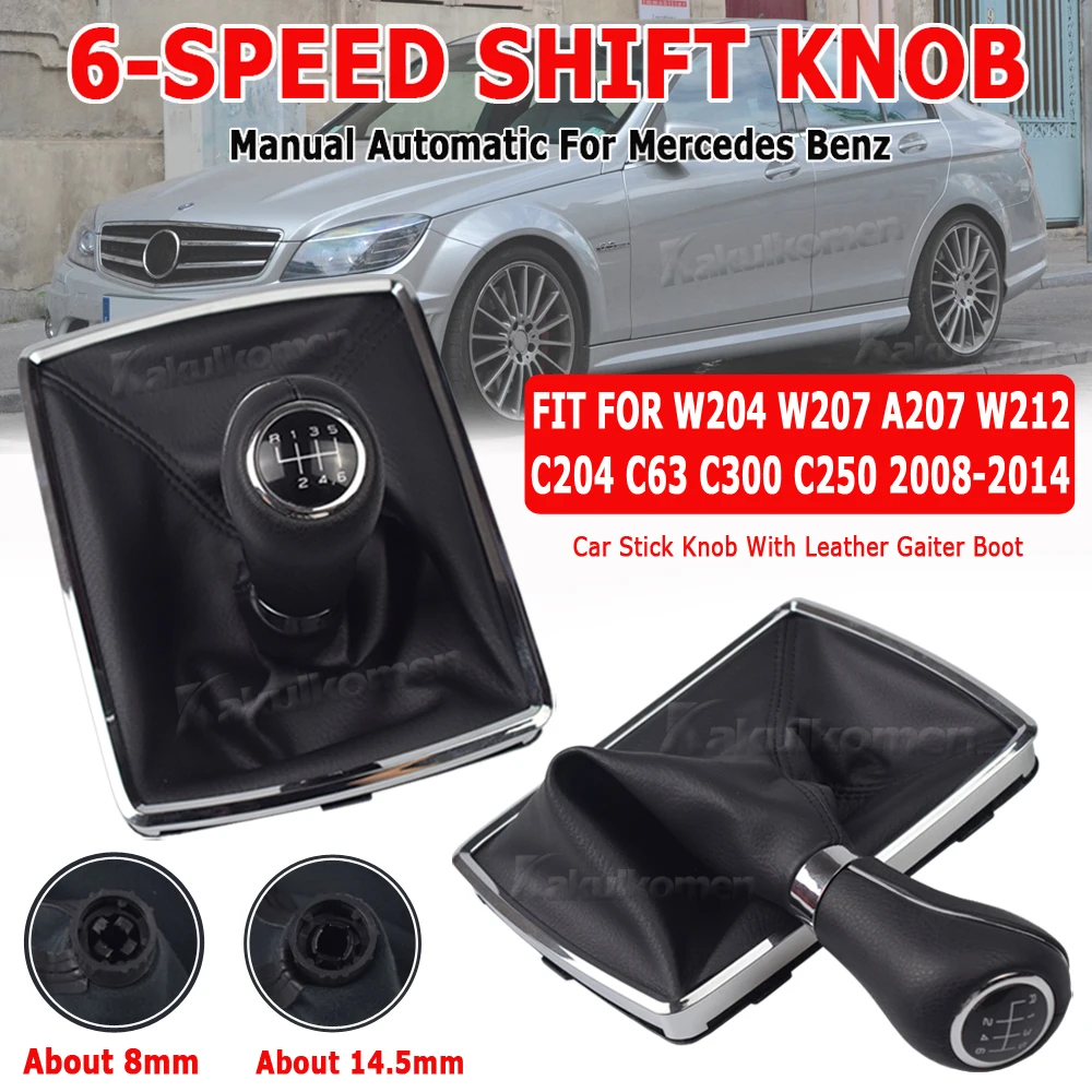 Autoteile 6-Gang-Schalthebelknauf mit PU-Ledermanschette für Mercedes Benz W204 C204 C63 C300 C250 W207 A207 W212 2008-2014 – Detail 1
