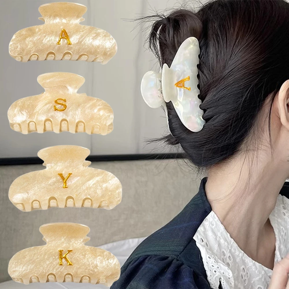 خلات مشبك شعر دبوس الشعر الحروف الذهبية مقاطع الشعر انتزاع المشابك القرش الحلو مشابك الشعر ذيل حصان النساء إكسسوارات الشعر #2