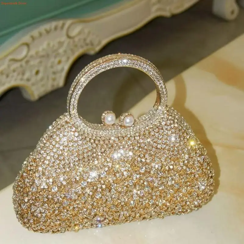 

Q5WE Sparkling Rhinesotnes Embellished Evening Bag For Wedding Parties And Special Event PVC Shoulder Bags