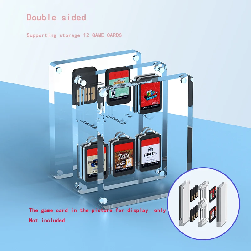 Double Side Transparent clear box For SWITCH NS  OLED game card storage Box Acrylic Game Display Box 12 Slot card Holder