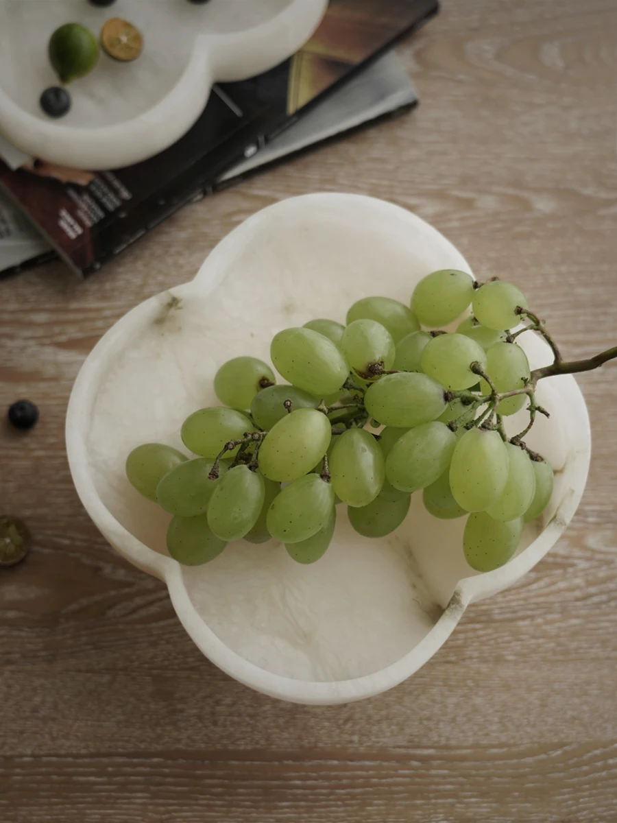 White Onyx Natural Marble Tray for Fruit Jewelry Perfume Minimalism Tray for Kitchen Countertop Coffee Table Serving
